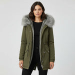 Load image into Gallery viewer, Vinterjacka dam med huva och knappar | Vardag och kyligt väder