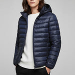 Load image into Gallery viewer, Steppjacka Herr Blå Med Huva | Kalla Dagar Vardagsbruk