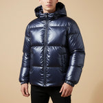 Load image into Gallery viewer, Pufferjacka herr med huva och dragkedja | Kalla dagar