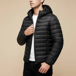 Load image into Gallery viewer, Steppjacka Herr Blå Med Huva | Kalla Dagar Vardagsbruk