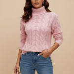 Load image into Gallery viewer, Polotröja Dam Kabelmönster Hög Krage | Vardagsbruk