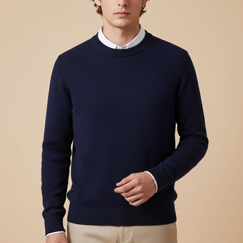 Svart Herrtröja med Rund Hals | Klassisk Vardagsstil