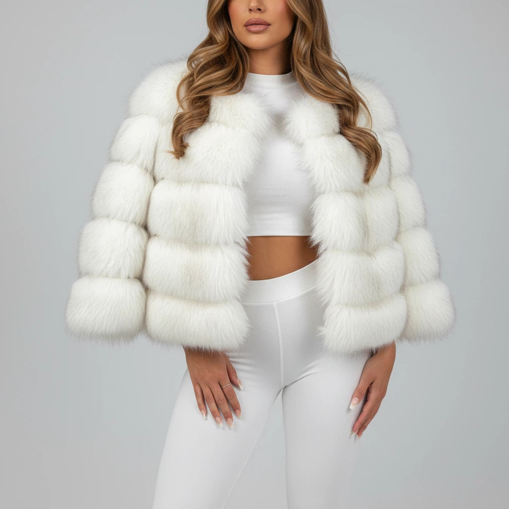 Pälsjacka dam kort volymmodell | Fest och vardag