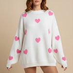 Load image into Gallery viewer, Tröja dam med hjärtmönster oversize | Höst och vinter
