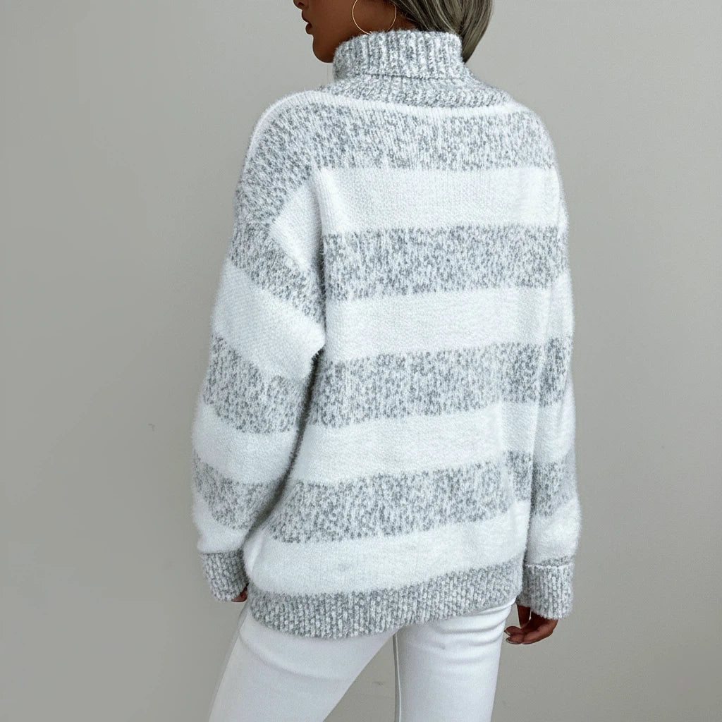 Polotröja dam randig lång ärm | vardag och avkoppling