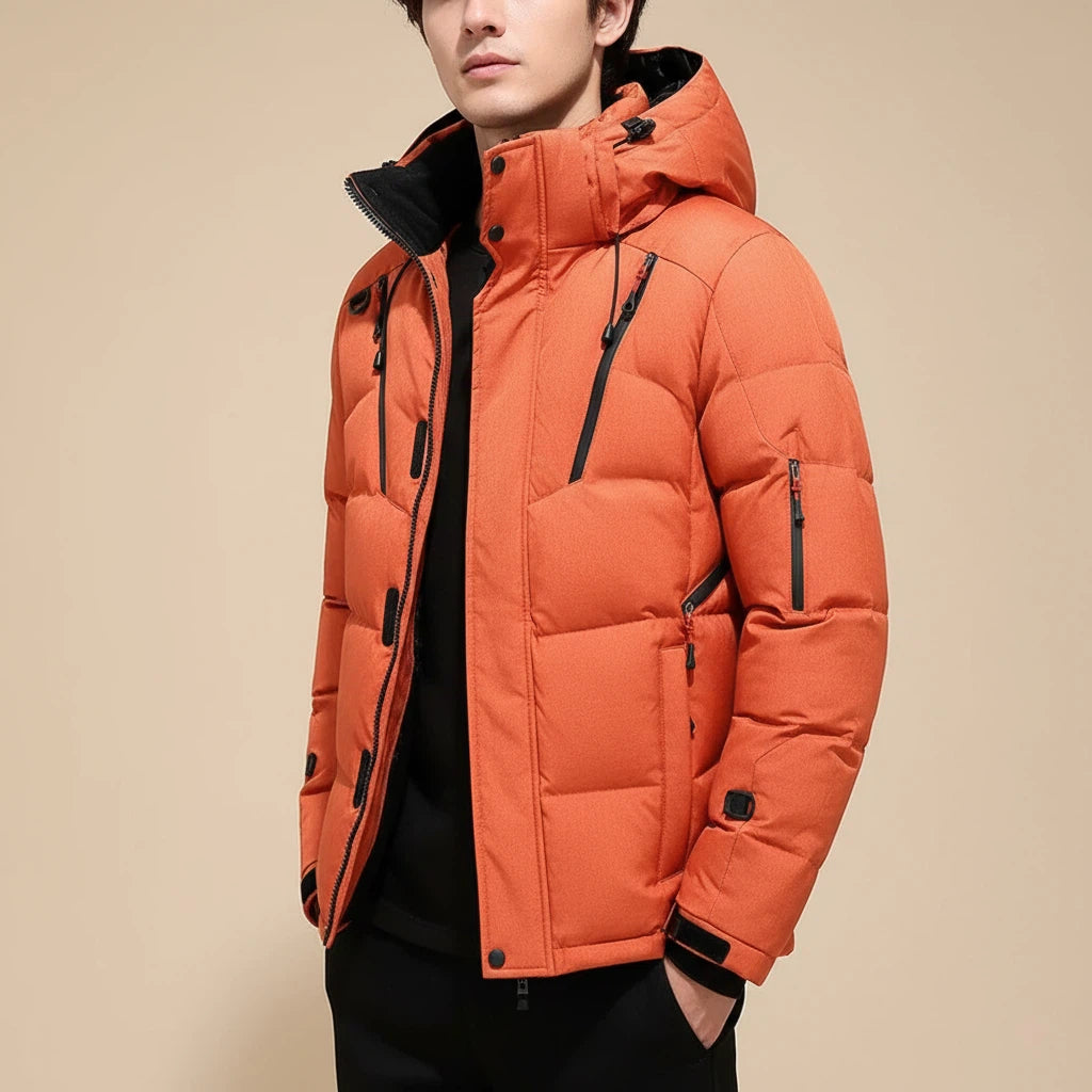 Dunjacka Herr Med Huva | Kallt Väder Vardagsbruk