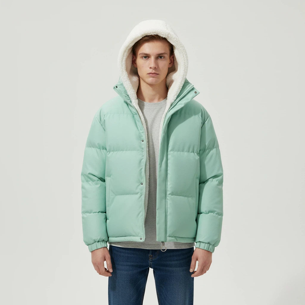 Vinterjacka med huva Svart Vit | Kalla Dagar Vardagsbruk