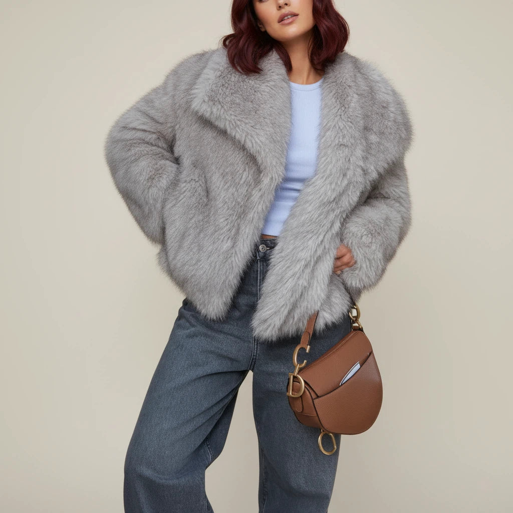 Fluffig Jacka Voluminös Passform | Kalla Dagar och Evenemang