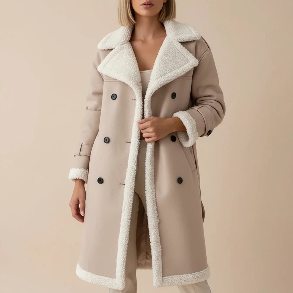 Lång vinterjacka dam kontrastfoder | kalla dagar