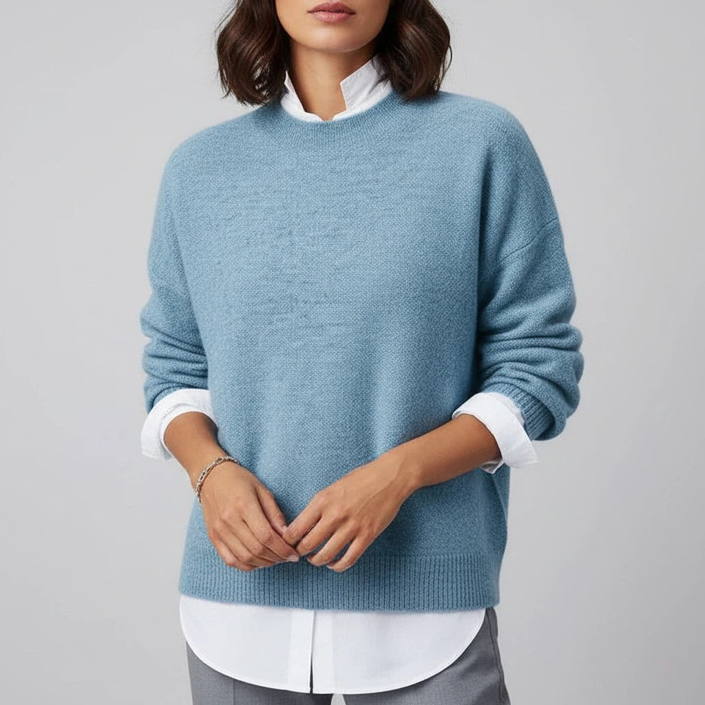 Stickad tröja dam enkel rund hals | Vardagsbruk