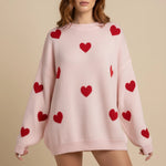 Load image into Gallery viewer, Tröja dam med hjärtmönster oversize | Höst och vinter
