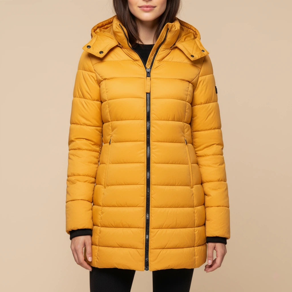 Vinterjacka dam med huva och dragkedja | Vardag och kyligt väder