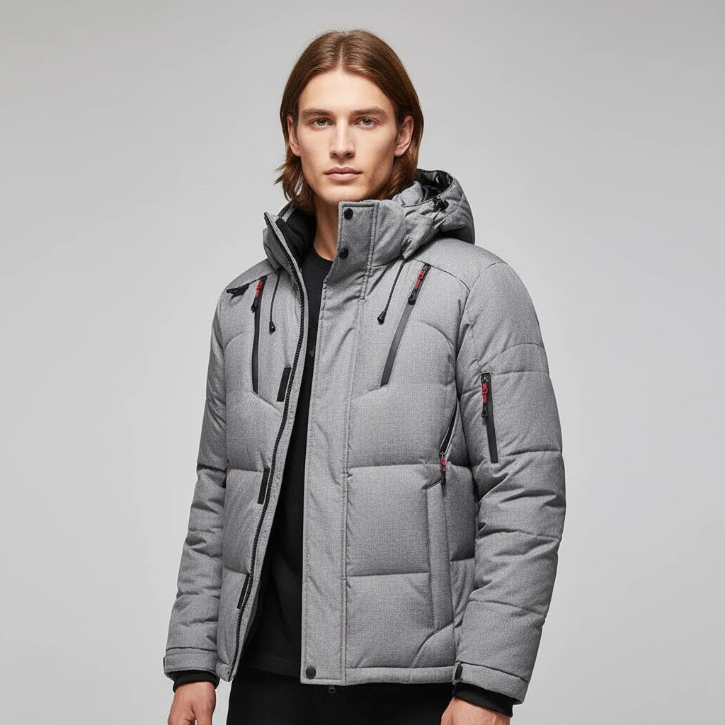 Dunjacka Herr Med Huva | Kallt Väder Vardagsbruk