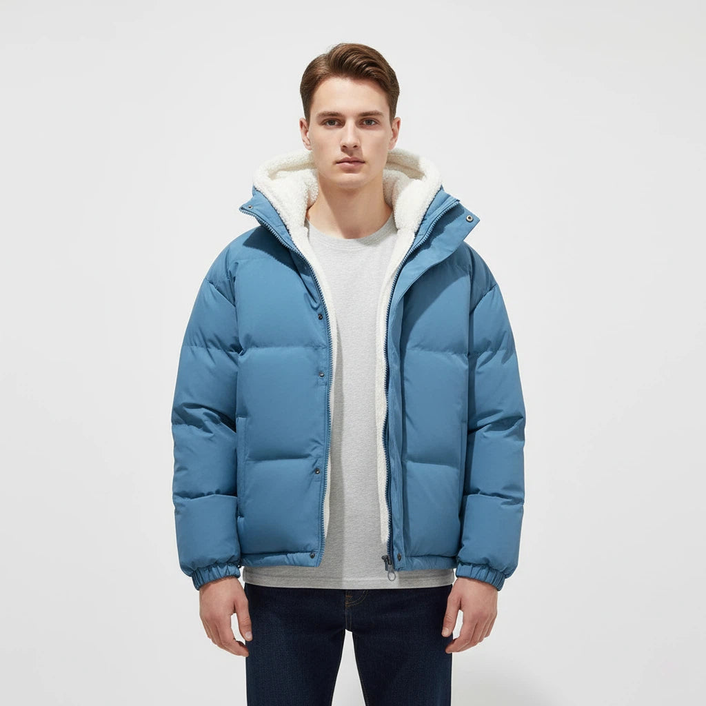 Vinterjacka med huva Svart Vit | Kalla Dagar Vardagsbruk