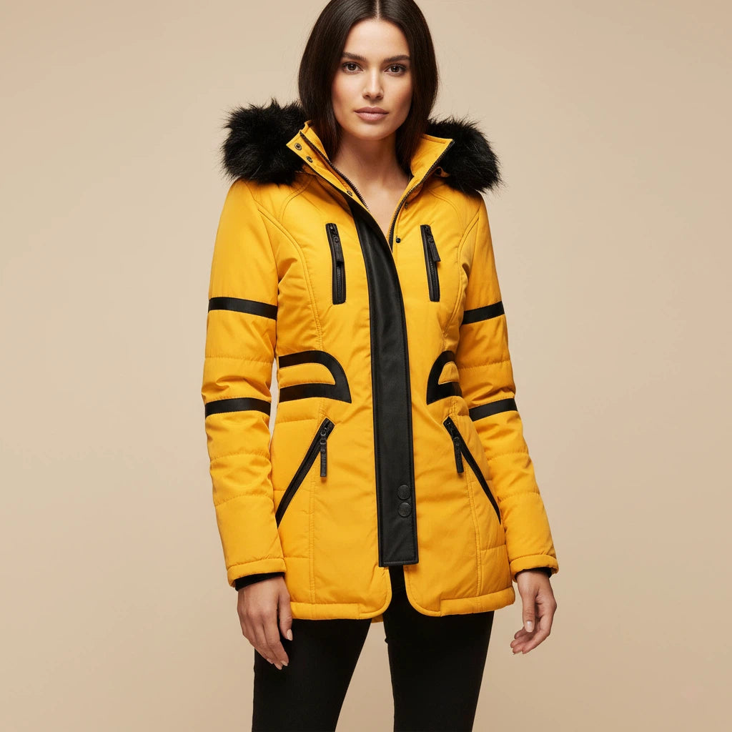 Vinterjacka dam med huva och dragkedja | kalla dagar