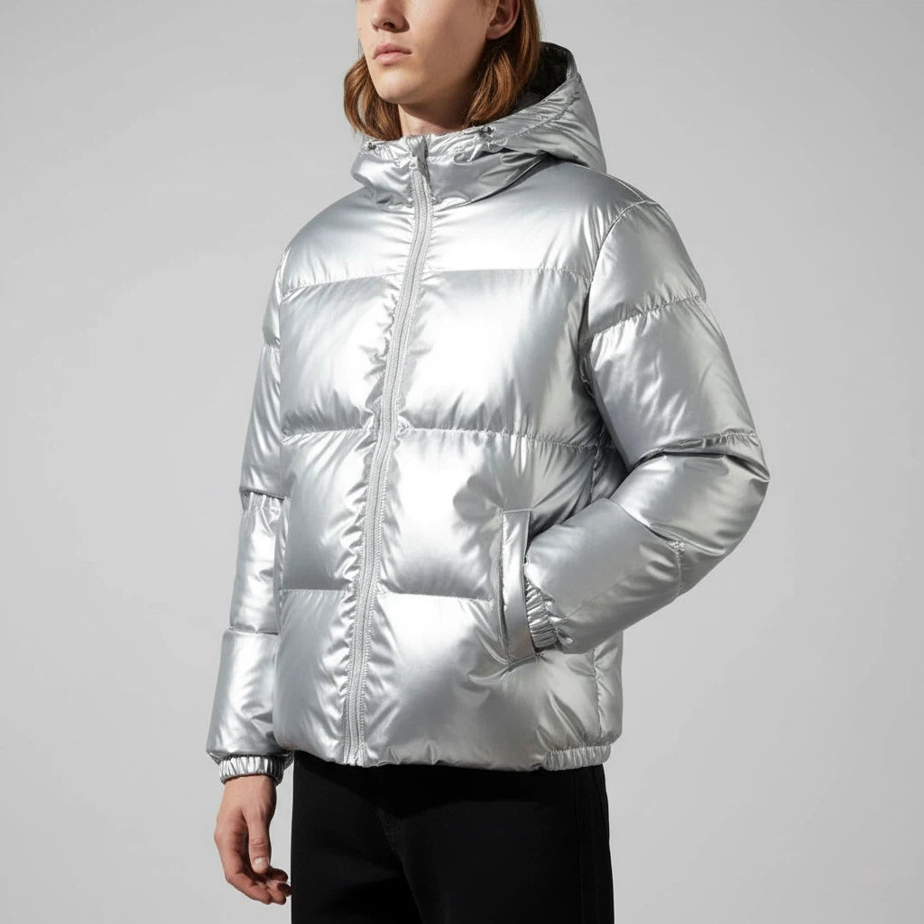 Pufferjacka herr med huva och dragkedja | Kalla dagar