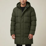 Load image into Gallery viewer, Pufferjacka herr med huva i syntetiskt tyg | Vinterbruk
