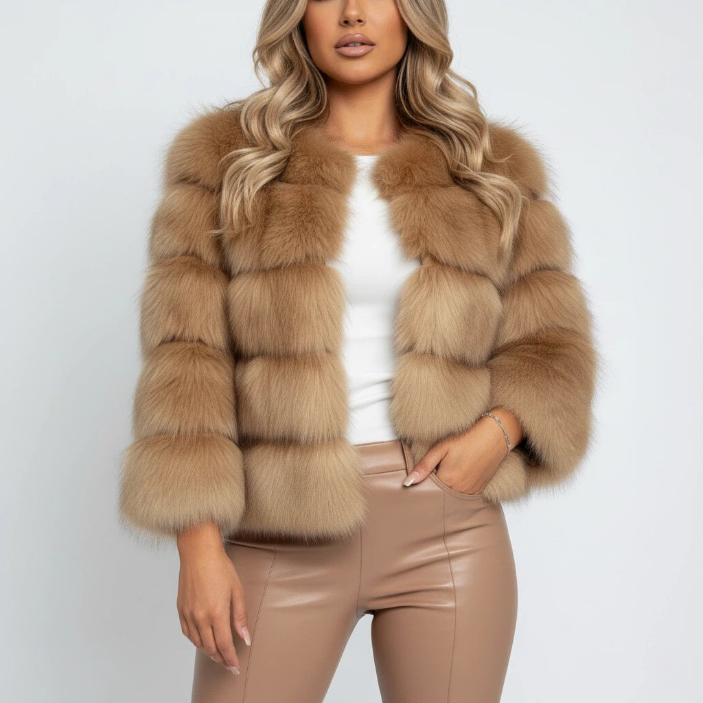 Pälsjacka dam kort volymmodell | fest och vardag