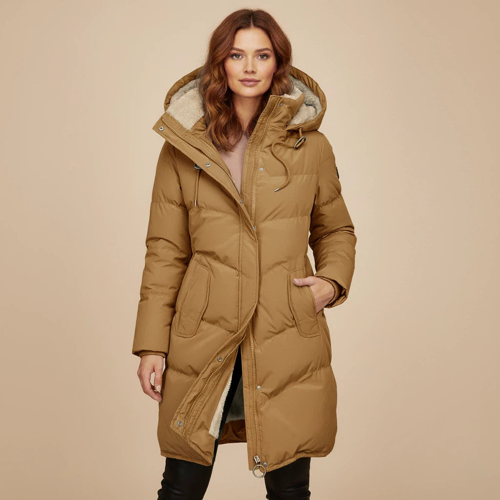 Vinterjacka dam lång modell med huva | Kalla dagar