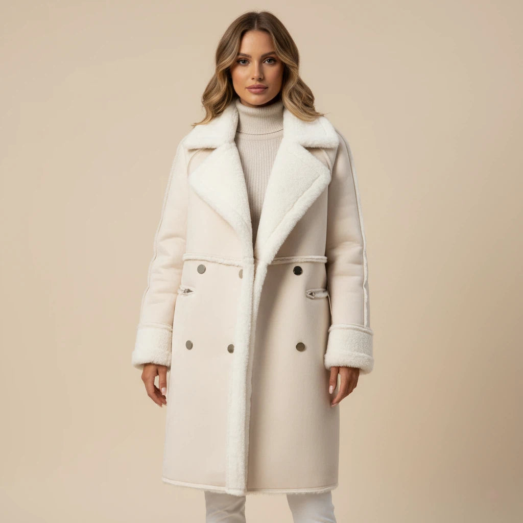 Vinterjacka dam lång med dubbelknäppning | Kalla dagar