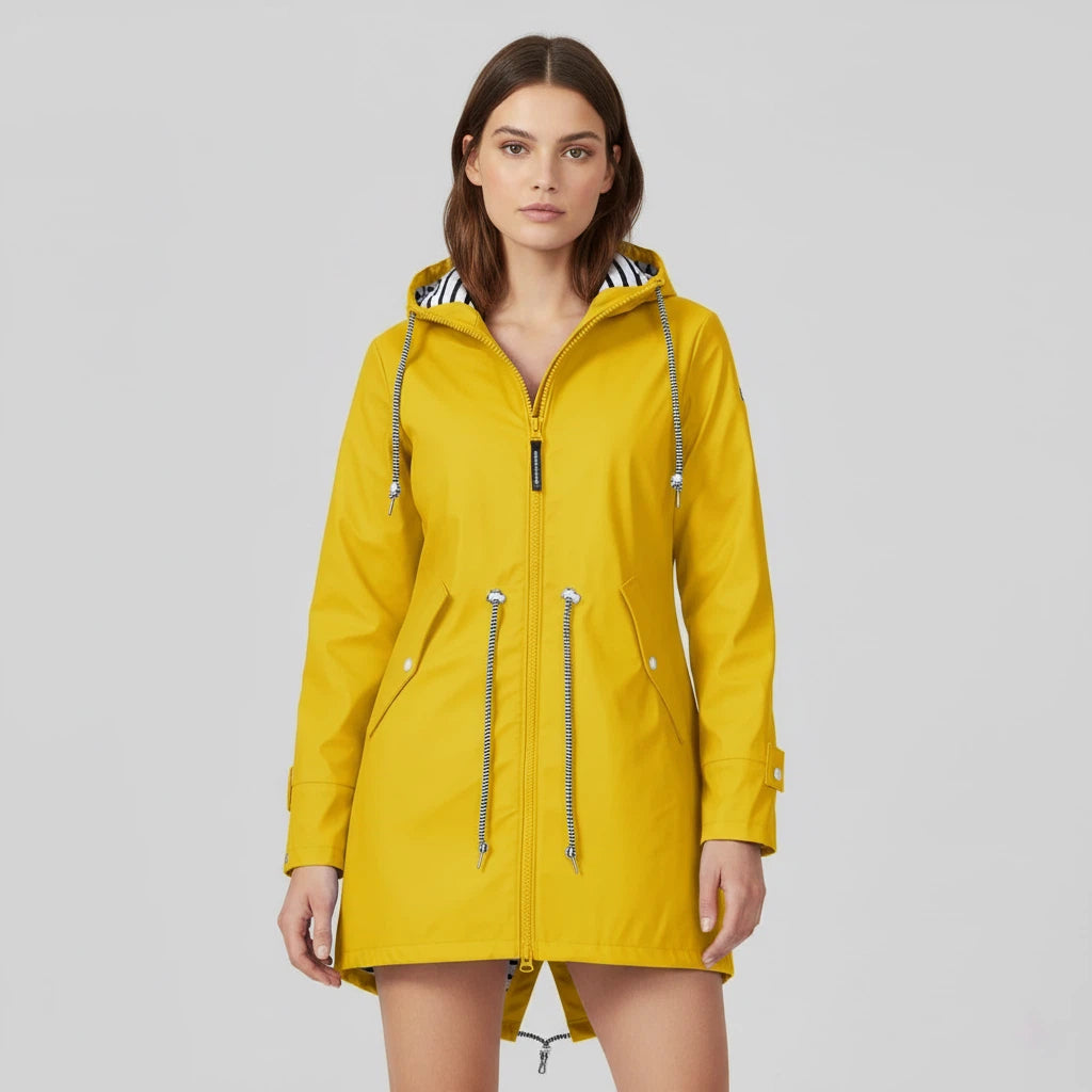 Regnjacka dam med huva och dragsko | vardagsanvändning