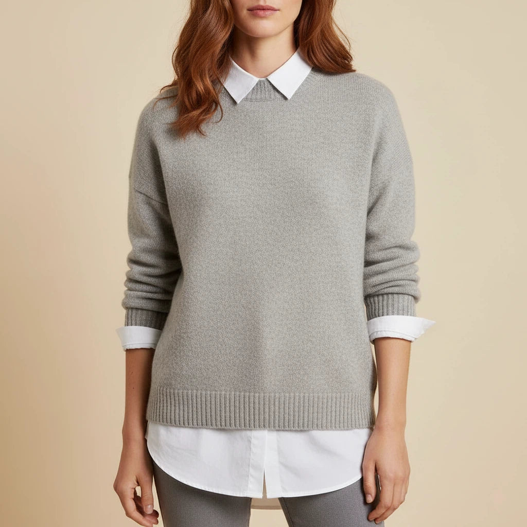 Stickad tröja dam enkel rund hals | Vardagsbruk