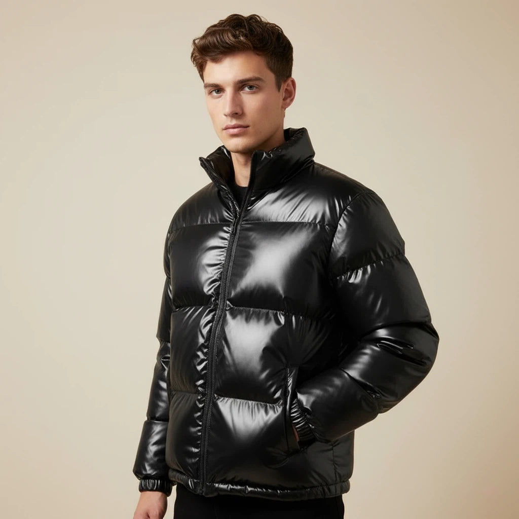 Pufferjacka herr med huva och dragkedja | Kalla dagar