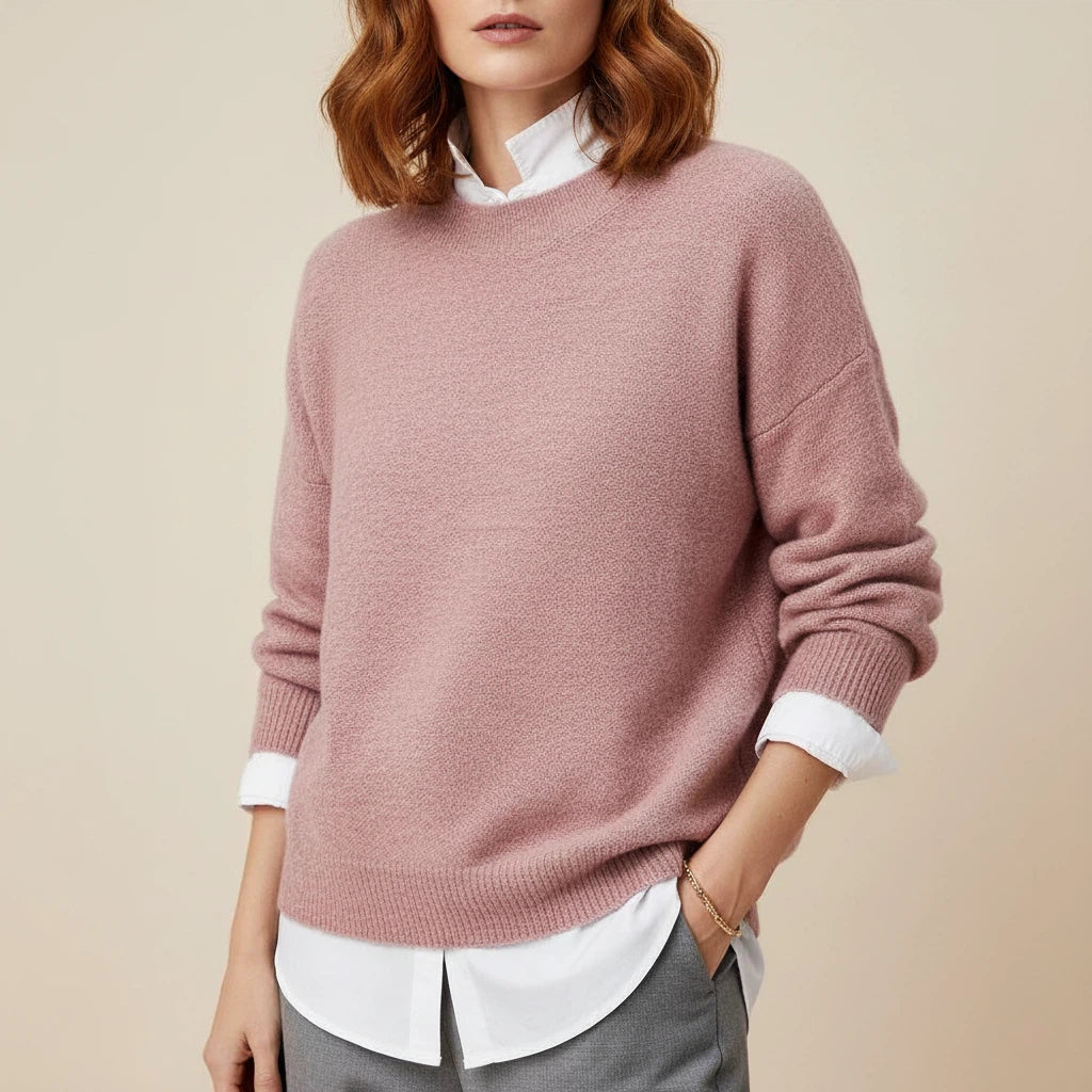 Stickad tröja dam enkel rund hals | Vardagsbruk