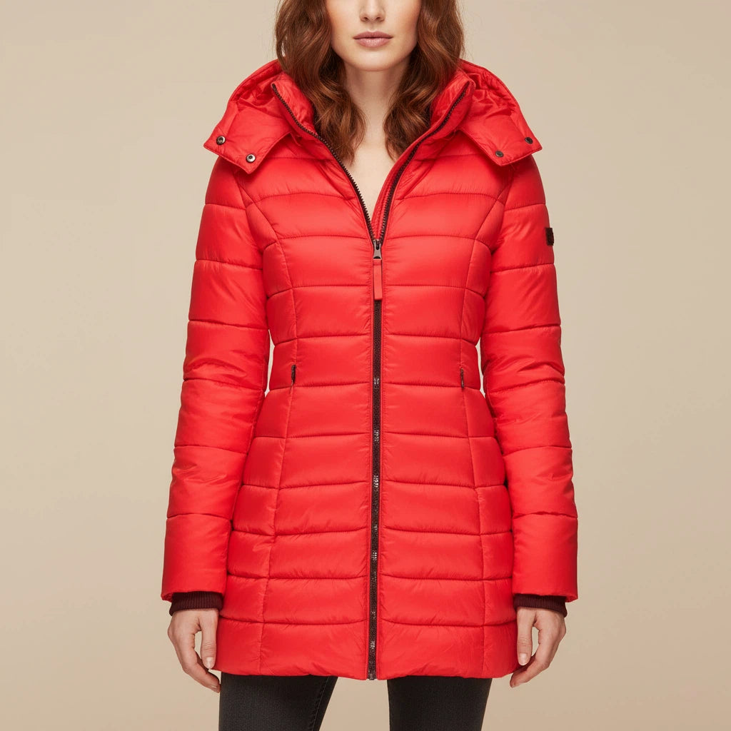 Vinterjacka dam med huva och dragkedja | Vardag och kyligt väder