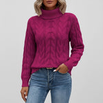 Load image into Gallery viewer, Polotröja Dam Kabelmönster Hög Krage | Vardagsbruk
