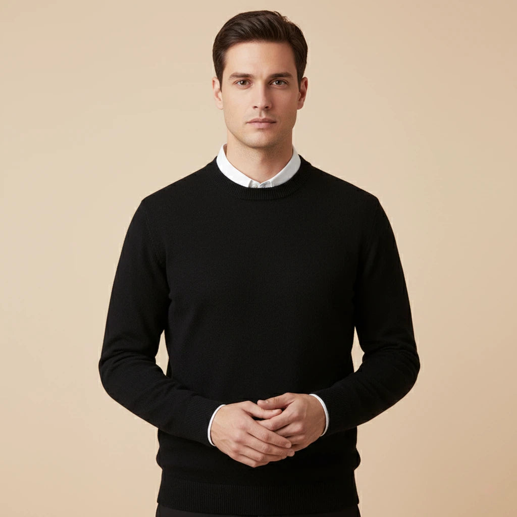 Svart Herrtröja med Rund Hals | Klassisk Vardagsstil