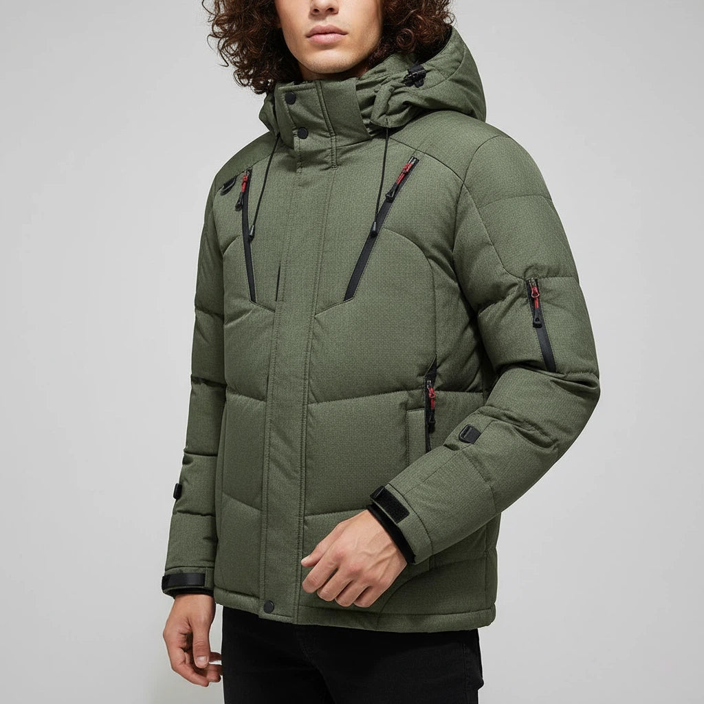 Dunjacka Herr Med Huva | Kallt Väder Vardagsbruk