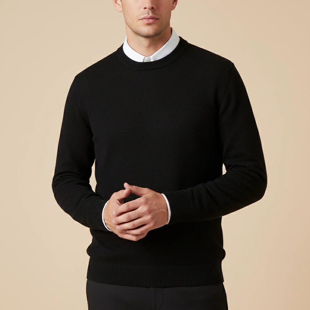 Svart Herrtröja med Rund Hals | Klassisk Vardagsstil