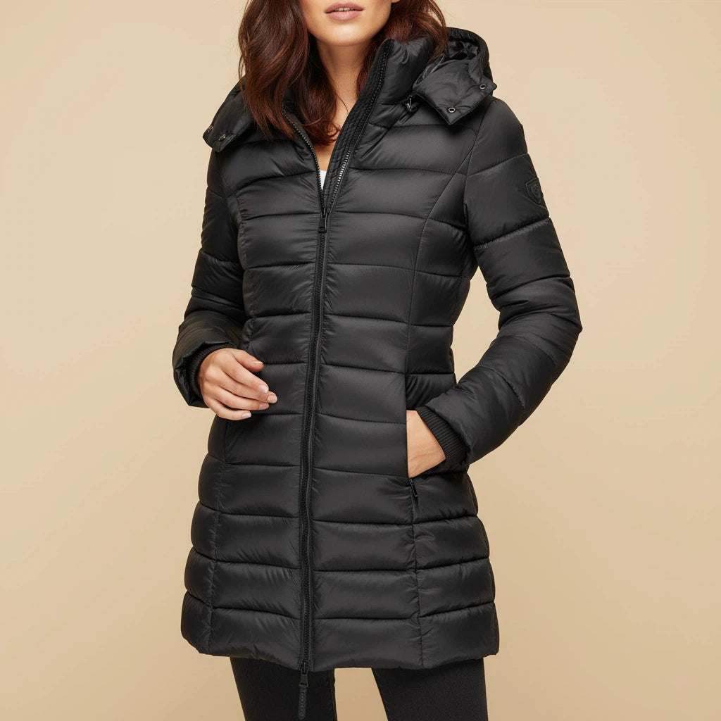 Vinterjacka dam med huva och dragkedja | Vardag och kyligt väder