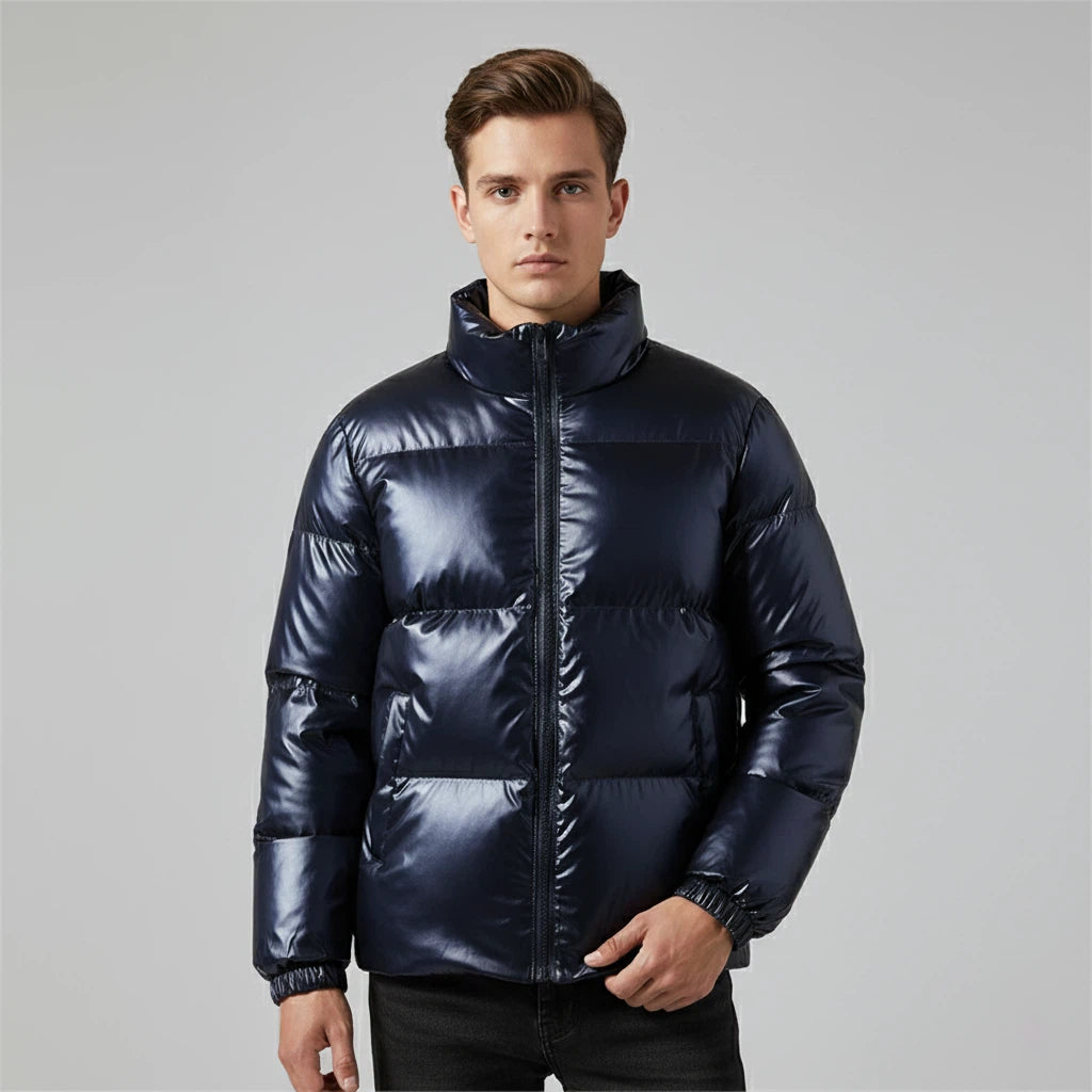 Pufferjacka herr med huva och dragkedja | Kalla dagar