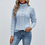 Load image into Gallery viewer, Polotröja Dam Kabelmönster Hög Krage | Vardagsbruk
