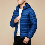 Load image into Gallery viewer, Steppjacka Herr Blå Med Huva | Kalla Dagar Vardagsbruk
