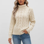 Load image into Gallery viewer, Polotröja Dam Kabelmönster Hög Krage | Vardagsbruk
