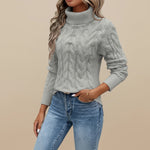 Load image into Gallery viewer, Polotröja Dam Kabelmönster Hög Krage | Vardagsbruk
