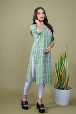 Load image into Gallery viewer, Hiral Green Abstract Kurti
