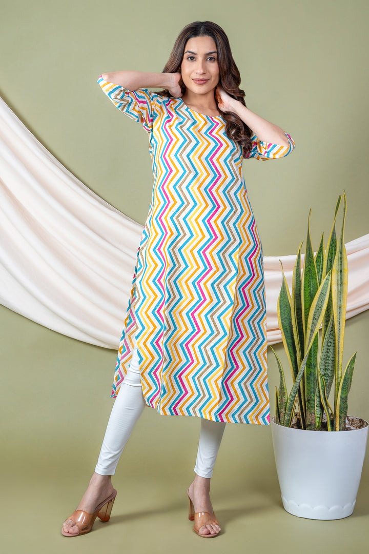 Janki Multicolor Leheriya Kurti