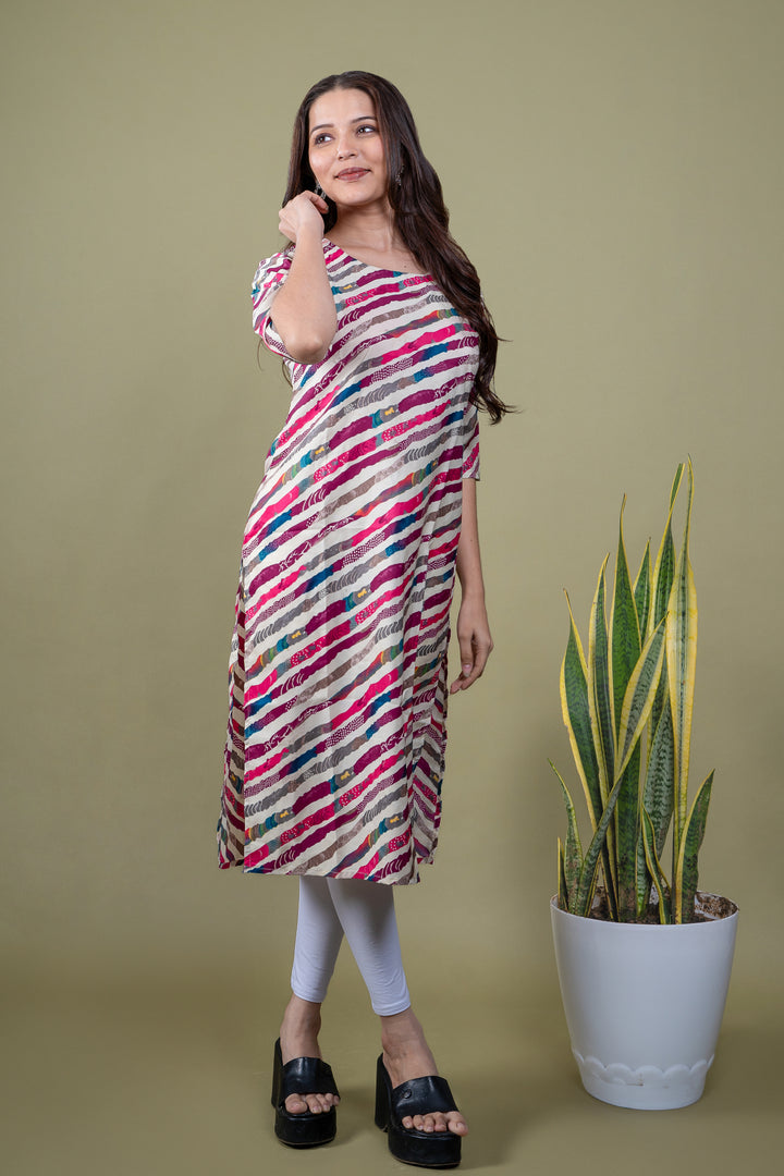 Kavya Pink Leheriya Kurti