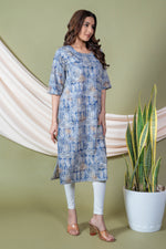 Load image into Gallery viewer, Palak Grey Block Print Kurti
