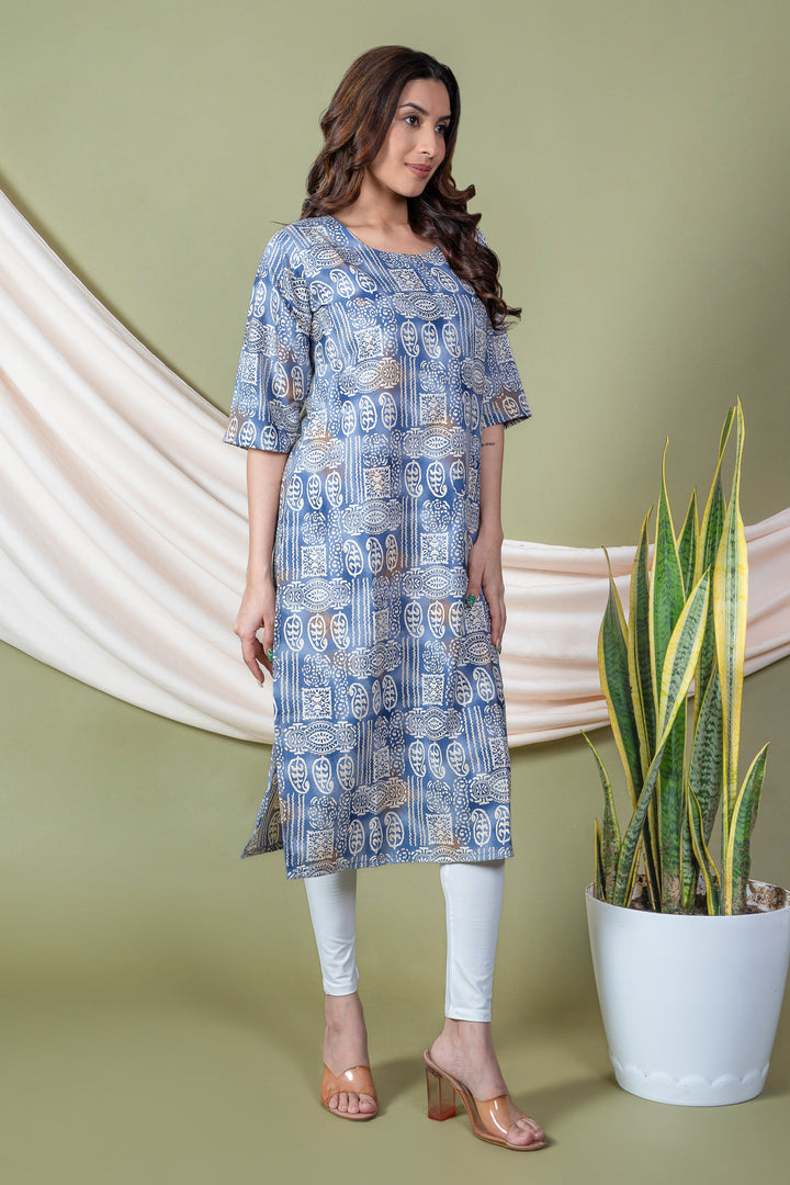 Palak Grey Block Print Kurti
