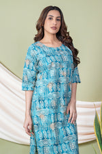 Load image into Gallery viewer, Shreya Sky Blue Block Print Kurti
