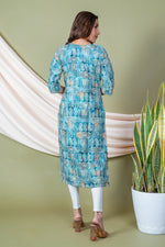Load image into Gallery viewer, Shreya Sky Blue Block Print Kurti
