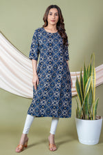 Load image into Gallery viewer, Vidhi Dark Blue Abstract Print Kurti
