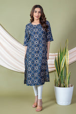 Load image into Gallery viewer, Vidhi Dark Blue Abstract Print Kurti
