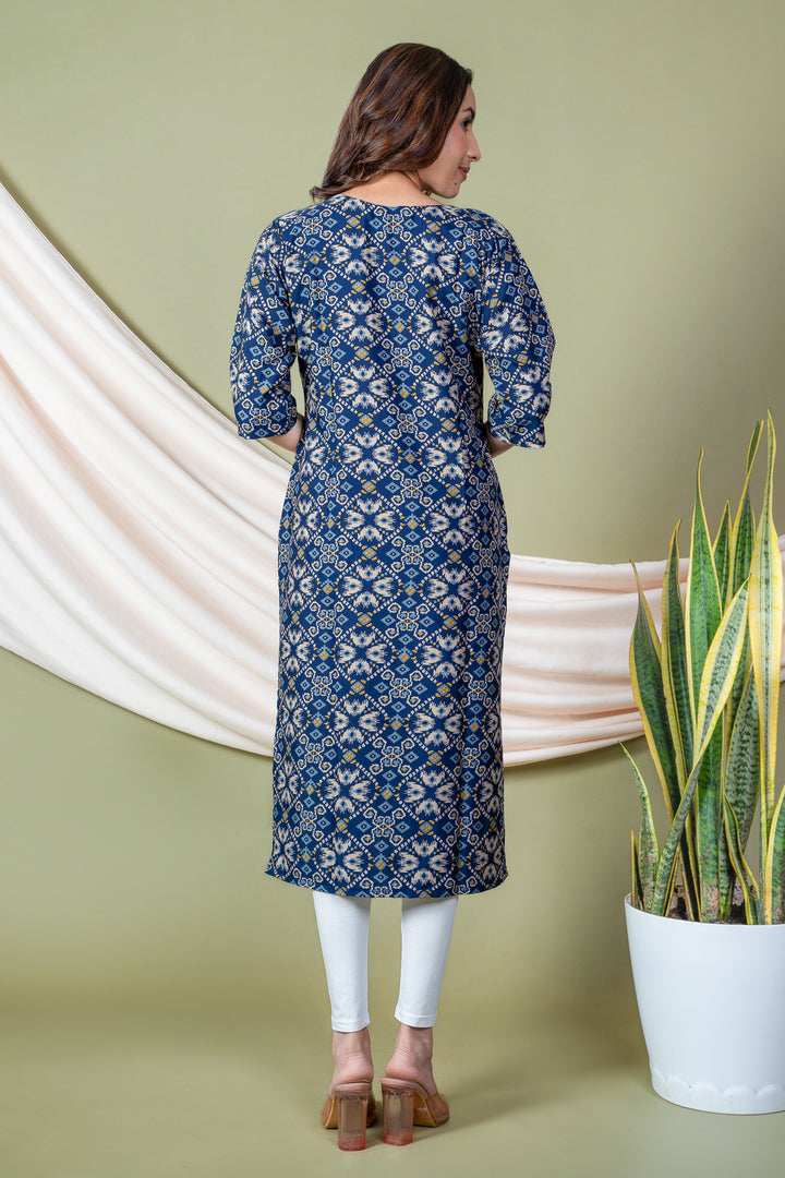Vidhi Dark Blue Abstract Print Kurti