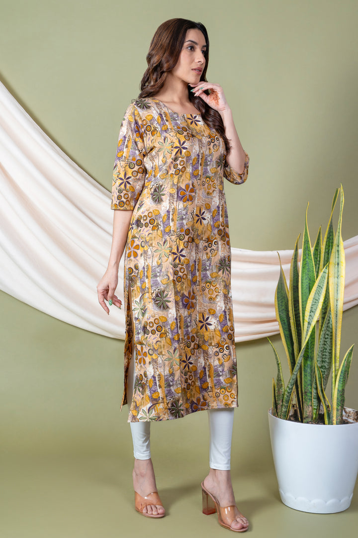 Aarti Yellow Abstract Kurti
